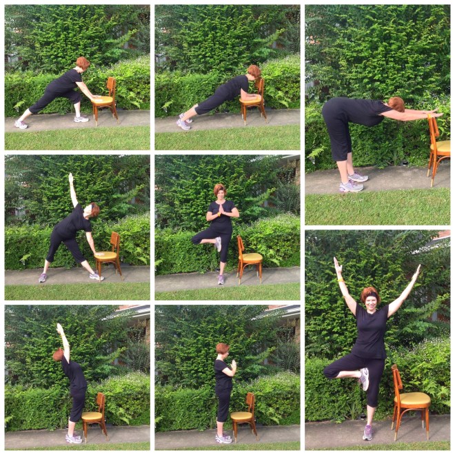 Creative Ways to use the chair. Varied Chair Yoga Postures with Gail. Yoga with Gail Pickens-Barger