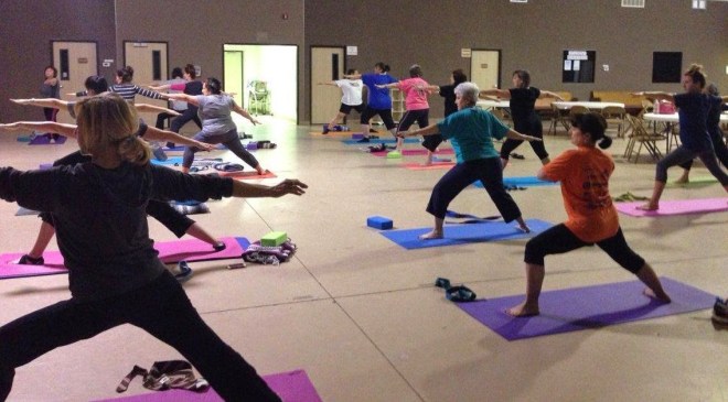 Warrior II Yoga Posture - Yoga at Wesley UMC, Nederland, Texas. Yoga with Gail Pickens-Barger