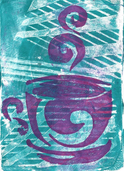 Yoga and Coffee - Art by Gail Pickens-Barger