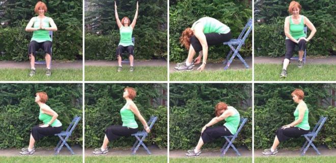 Creative Ways to use the chair. Varied Chair Yoga Postures with Gail. Yoga with Gail Pickens-Barger