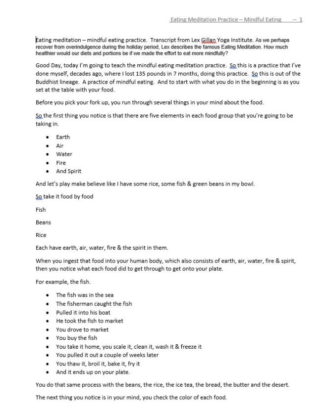 Mindful eating practice to lose weight.