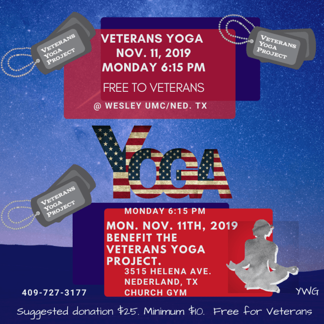 Yoga for Veterans. Yoga with Gail. Beaumont & Nederland, Texas Free Yoga for Veterans 2019 - Yoga with Gail - yoga near me