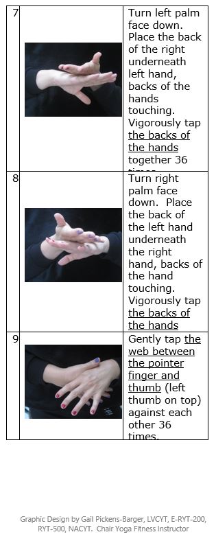 Hand Yoga. Yoga with Gail. LVCYT Better Sleep with Chair Yoga. chairyogafitness.com - Yoga with Gail - yoga near me