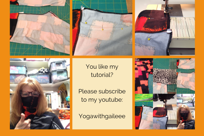 How to make a face mask, face covering, buff, gator, from your old yoga pants or those Lularoe leggings - by Gail Pickens-Barger
