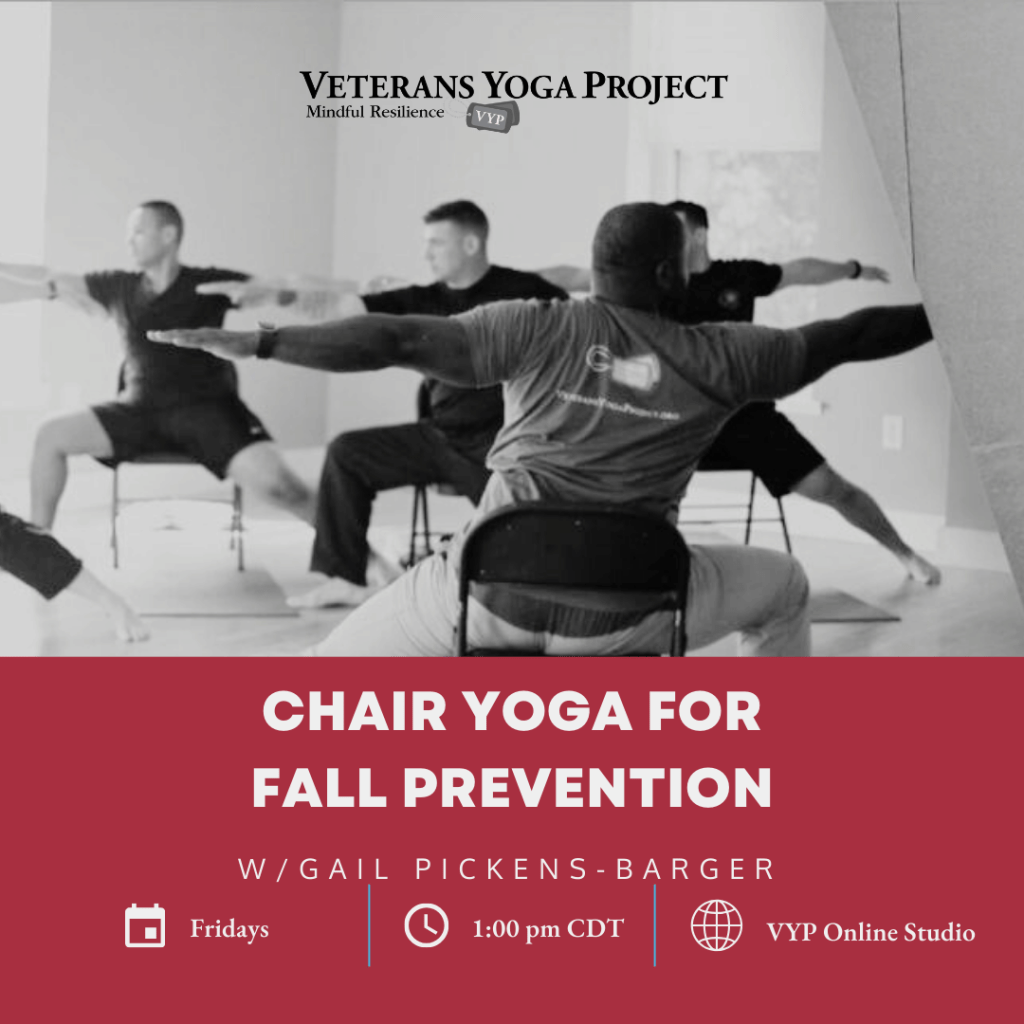 Chair Yoga for Fall Prevention. Gear needed: A yoga strap, block, two chairs. Optional gear: theraband, access to a wall.